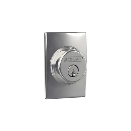 SCHLAGE Lock Company Single Cylinder Deadbolt with Century Trim, Bright Chrome (B60 N CEN - Image 2