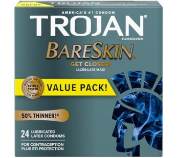 Trojan Bareskin Thin Premium Lubricated Condoms – 24 Count