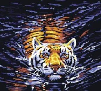 DIY Home Decor Digital Canvas Oil Painting by Number Kits Water Tiger 16 * 20 inch.