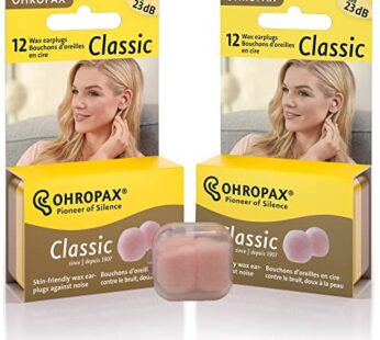 2 Pack of Ohropax Reusable Wax/cotton Ear Plugs (24 Plugs Total) with Clear Carrying Case