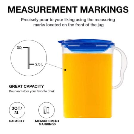 LocknLock Aqua Fridge Door Water Jug with Handle BPA Free Plastic Pitcher with Flip Top Li - Image 4