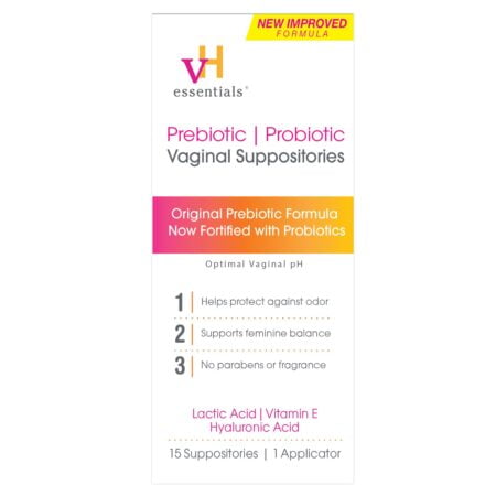 vH essentials Prebiotic PH Balanced Vaginal SuppositoriesBox, Original Version, 15 Count - Image 2