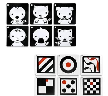 The Original High Contrast Montessori Flashcards for Baby with Stroller Clip by Genius Bab