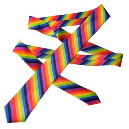 TopTie Unisex Diagonal Colorful Rainbow Stripe Skinny 2 Inch Necktie - Image 2