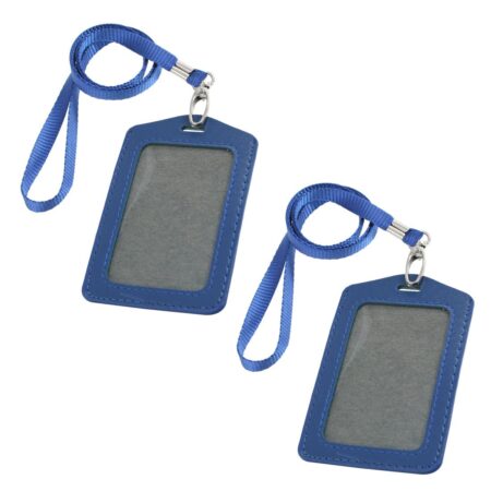 uxcell Faux Leather Badge ID Card Vertical Holders, 2-Piece, Blue - Image 2