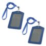 uxcell Faux Leather Badge ID Card Vertical Holders, 2-Piece, Blue