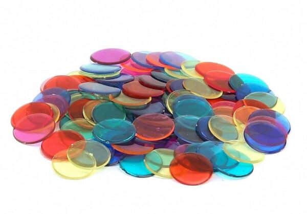 Hygloss Products, Inc 100-pk Chips-Plastic Color Bingo Supplies Discs for Counting, Game T