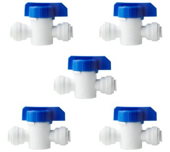 iSpring ABV1KX5 Inline Ball Valve with Quick Fitting 1/4″ x 1/4″ Fits Most RO Water System
