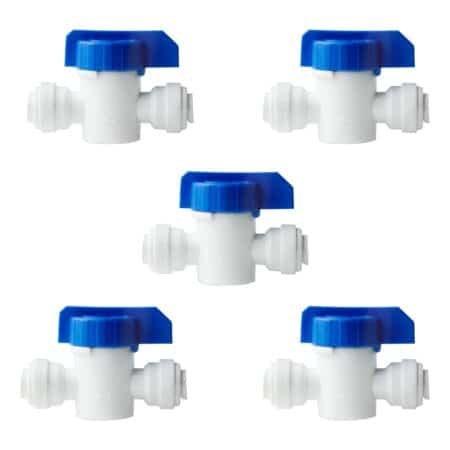 iSpring ABV1KX5 Inline Ball Valve with Quick Fitting 1/4" x 1/4" Fits Most RO Water System