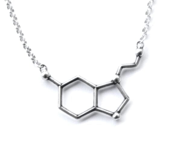 Anatomology Pewter Serotonin Molecule Cast Necklace, Serotonin Necklace Sterling Silver Ch