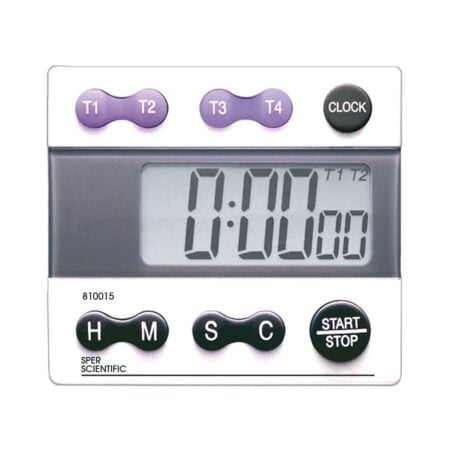 Sper Scientific 810015 Digital Count Down/Count Up Timer with Clock, White grey