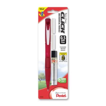 Pentel Twist Erase CLICK Automatic Pencil with 2 Eraser Refills and Lead, 0.5mm, Assorted