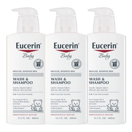 Eucerin Baby Wash & Shampoo - 2 in 1 Tear Free Formula, Hypoallergenic & Fragrance Free, N - Image 2