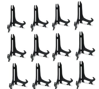 Artliving 5 Inch Black 12pcs/Set Plastic Easels Plate Display Stands Picture Frame Stand H