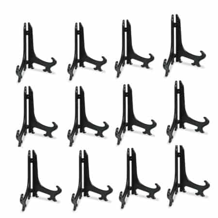 Artliving 5 Inch Black 12pcs/Set Plastic Easels Plate Display Stands Picture Frame Stand H