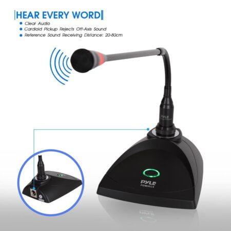 Pyle Home Desktop Gooseneck Wired Microphone System-Table Mounted Corded Voice Condenser M - Image 2