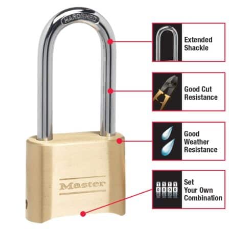 Master Lock 175LH Set Your Own Combination Padlock, 2-1/4 in. Shackle, Brass Finish - Image 2