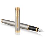 PARKER IM Fountain Pen, Brushed Metal, Fine Nib with Blue Ink Refill (1931649) - Image 2