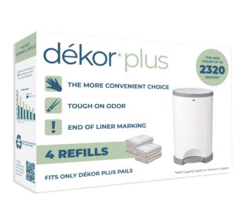 Diaper Dekor Plus Diaper Pail Refills | 4 Count | Most Economical Refill System | Quick &