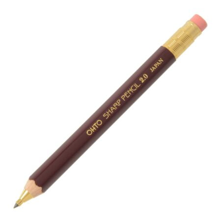 OHTO Mechanical Pencil Wood Sharp with Eraser 2.0, 2.0mm, Burgundy Body (APS-680E-Enji)