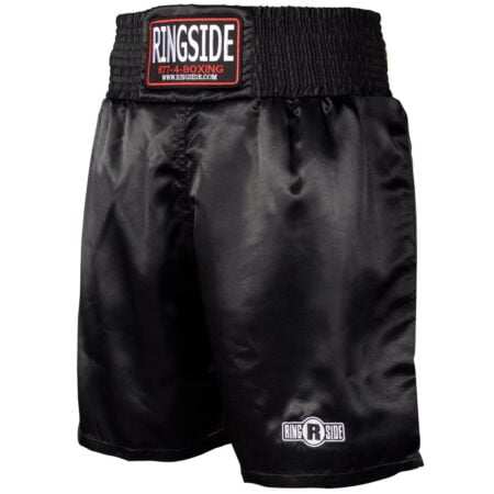 Ringside mens Pro-Style Boxing Trunks , Black, Medium