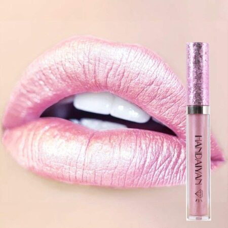 AIPUDE Metallic Diamond Liquid Glitter Shimmer Lipstick Nonstick Cup Makeup Lip Gloss (A)