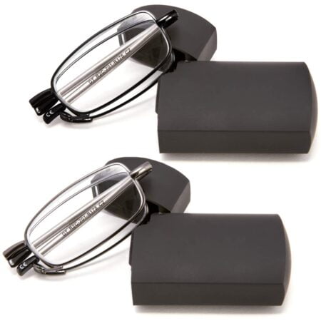 DOUBLETAKE Reading Glasses - 2 Pairs Folding Readers Includes Glasses Case 1.75 - Image 2