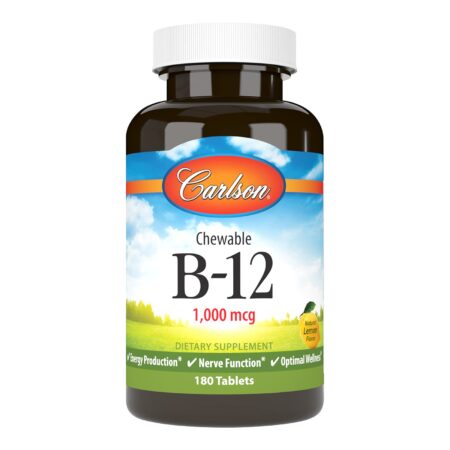 Carlson - Chewable B-12, 1000 mcg, Energy Production, Nerve Function & Optimal Wellness, L