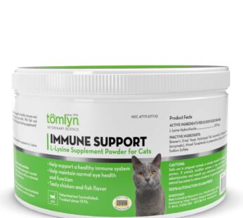 Tomlyn Immune Support Daily L-Lysine Supplement, Fish-Flavored Lysine Powder for Cats and