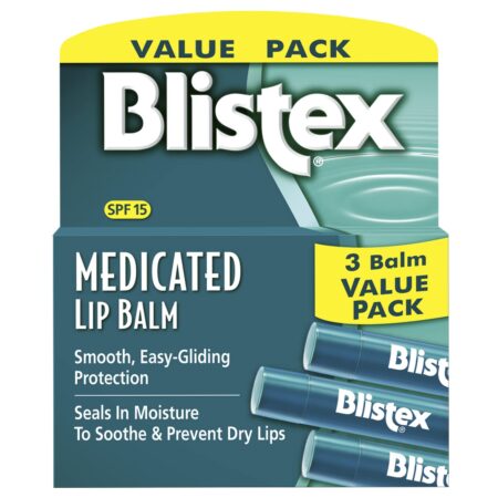 Blistex Medicated Lip Balm, 0.15 Ounce, 3 Count (Pack of 1) Prevent Dryness & Chapping, SP