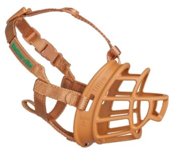 BASKERVILLE ULTRA MUZZLE – Patented Humane Design, Breathable, Dog can Pant and Drink, Adj
