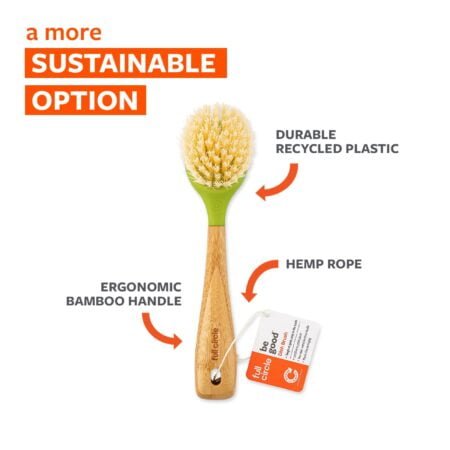 Full Circle Be Good Bamboo Handle Dish Brush ? Sustainable Kitchen Cleaning with Tough Bri - Image 2