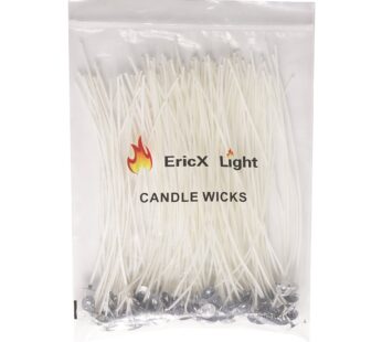 EricX Light 100 Piece Candle Wick 8″ Pre-Waxed Cotton Core,for Candle Making,Candle DIY