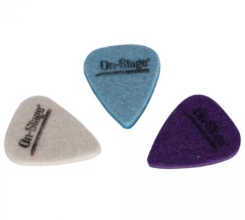 On-Stage UPK300 Felt Ukulele Picks, 3 Pack,White, blue, purple,Small