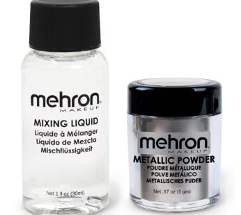 Mehron Makeup Metallic Powder (.17 oz) with Mixing Liquid (1 oz) (Silver)