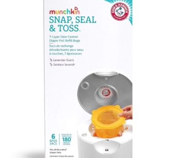 Munchkin  Arm & Hammer Diaper Pail Snap, Seal and Toss Refill Bags, 6 Count