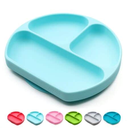 Silicone Suction Plates for Babies, Stick to High Chair Trays and Table, Divided Baby Dish