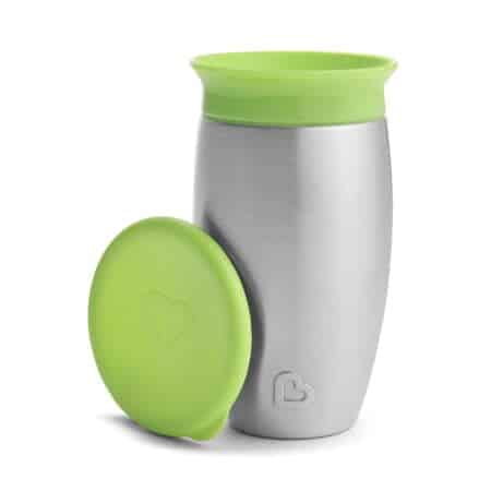 Munchkin  Miracle  360 Toddler Sippy Cup, Spill Proof, 10 Ounce, Stainless Steel, Green