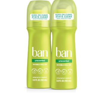 Ban Original Unscented 24-hour Invisible Antiperspirant, Roll-on Deodorant for Women and M