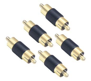 VCE RCA Male to Male Coupler 5-Pack, Gold Plated Dual Male Connector RCA M-M Adapter