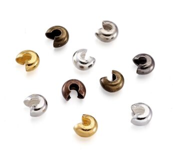 Pandahall 500pcs Mixed Style Iron Crimp Beads Covers Round Crimp Cover Clamp Tips Knot Cov