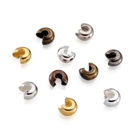 Pandahall 500pcs Mixed Style Iron Crimp Beads Covers Round Crimp Cover Clamp Tips Knot Cov