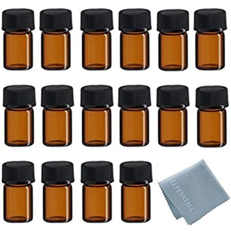 ELFENSTALL 50Pcs 2ml Oil Bottles for Essential Oils (5/8 Dram) Amber Glass Vials Bottles, - Image 2