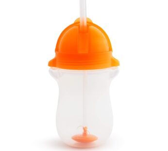 Munchkin Any Angle Weighted Straw Trainer Cup with Click Lock Lid, 7 Ounce, Purple
