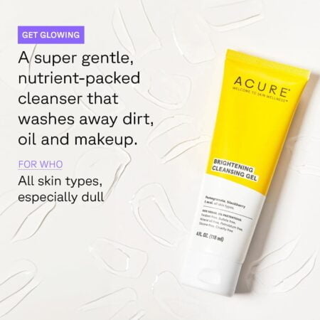 Acure Brightening Cleansing Gel - Vegan Cleanser for Radiant Skin - Pomegranate, Blackberr - Image 2