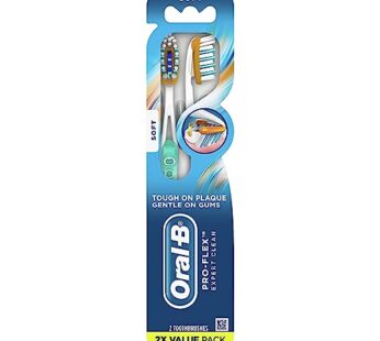 Oral-B Pro-Health Clinical Pro-Flex Toothbrush with Flexing Sides, 40S, Soft, 2 Count (Col