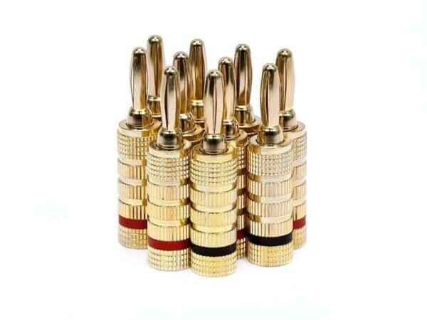 Monoprice Gold Plated Speaker Banana Plugs ? 5 Pairs ? Closed Screw Type, For Speaker Wire