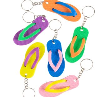 Rhode Island Novelty 2.5 Inch Flip-Flop Keychains, 12 Per Order Assorted Colors