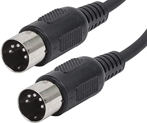 MIDI Cable with 5 Pin DIN Plugs 3 Feet (ft) Black