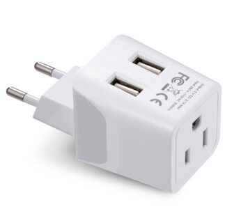 Ceptics Europe Travel Adapter, Ultra Compact Dual USB Power Plug – for European Type C – 3